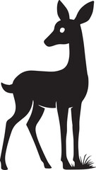 Silhouette of Graceful Deer Silhouette Pure White Canvas Nature-Inspired Artwork