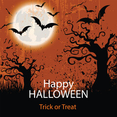 Horror mystery cartoon ghosts, pumpkin and bat. Monster characters,  Art & Illustration