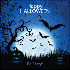 Horror mystery cartoon ghosts, pumpkin and bat. Monster characters,  Art & Illustration