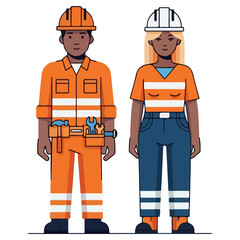 Diverse team of construction workers in safety gear.