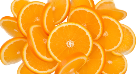 Zesty Citrus Slices: An artful arrangement of vibrant, fresh orange slices, showcasing their juicy interior and inviting textures, evoking feelings of refreshment and natural sweetness.