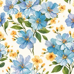 Watercolor Floral Pattern Seamless Surface Design For Textile And Backgrounds