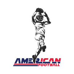 Naklejka premium American football player vector illustration, sport athletes football silhouette design