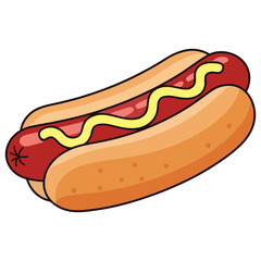 Stylized hot dog illustration isolated on white background