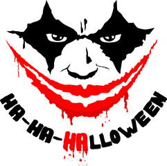 Halloween smiling evil clown. Vector on transparent background