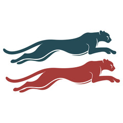 Two Running Cheetahs Silhouette Design.