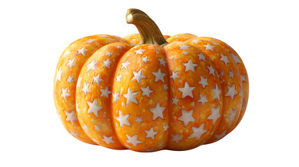 Pumpkin with carved stars, isolated on white background