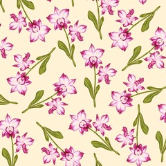 Elegant Orchid Floral Seamless Pattern