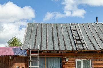 old roof made of roofing felt