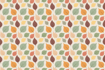 Seamless Autumn Leaves Pattern in Retro Colors