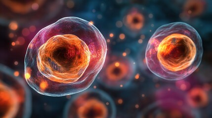 Human cell division, photorealistic biological illustration, generative ai illustration