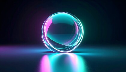 Obraz premium Neon Glow Orb with Intricate Design in Dark Background