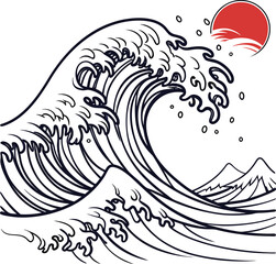 Vintage tribal tattoo design with a black silhouette of a floral water bird and swirl nature elements