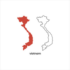 Vietnam map illustration vector with national border outline geography and travel concept graphic design showing Hanoi city landmark and landscape for tourism and journey
