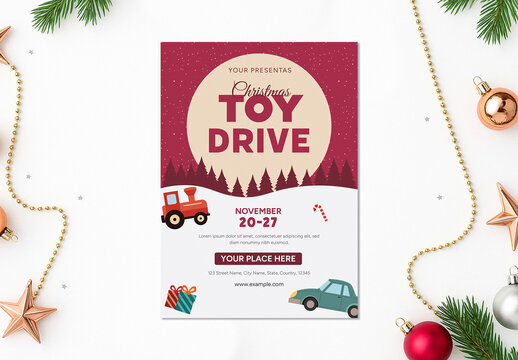 Colorful Christmas Toy Drive Flyer Template