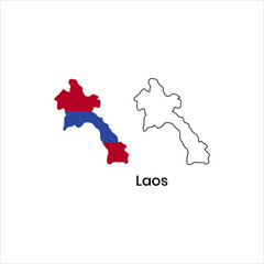 Detailed Laos map vector cartography of Asia nation with abstract geography outline city capital and political state icon for background tourism flag sign and ASEAN region