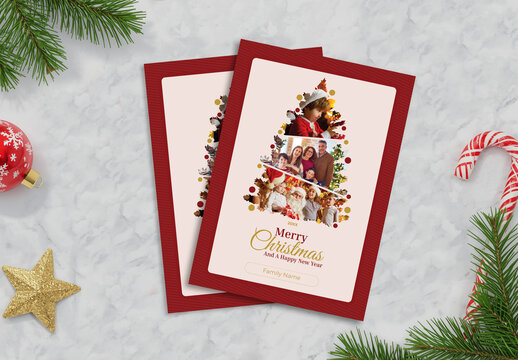 Merry Christmas Family Photo and Greeting Card Template