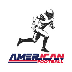 American football player vector illustration, sport athletes football silhouette design