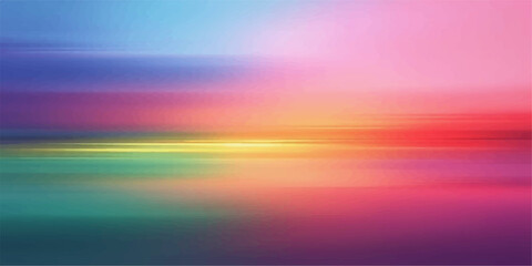 Abstract, colorful sunset over the sea with a rainbow of light, clouds, and beautiful reflections on the water