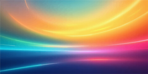 Abstract, colorful background with a rainbow gradient and a bright blue and yellow wave motion