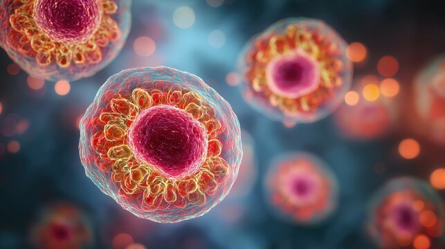 Human multicellular zygote, generative ai illustration. Early embryonic development stage showing blastomeres surrounded by zona pellucida