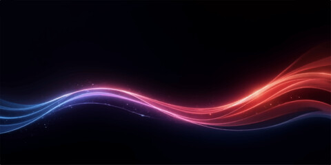 Abstract red wave background with glowing light and flowing design