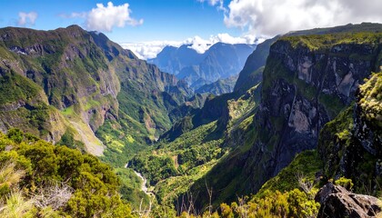 Scenic mountain valley panorama