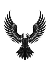 Obraz premium Majestic Bald Eagle in Flight: A Striking Black and White Illustration