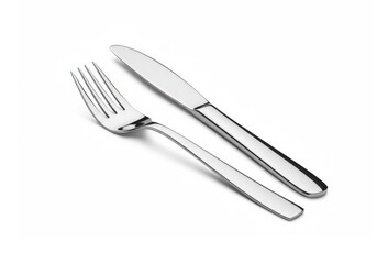 Knife and fork isolated on white background