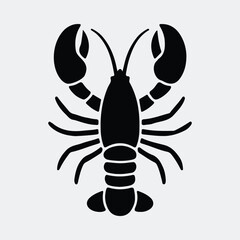 Elegant lobster silhouette showcasing its distinctive form in a minimalist design vector illustration