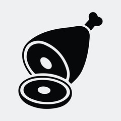 Ham leg and slice icon tasty meat product simple design Silhouette vector illustration