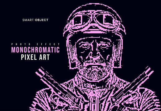 Monochromatic Pixel Art Photo Effect