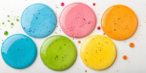 Vibrant circular paint blobs with speckles colors