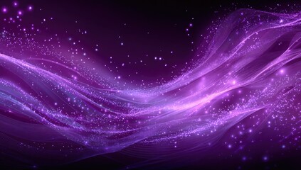 Abstract Ethereal Purple Energy Waves with Sparkling Cosmic Dust.