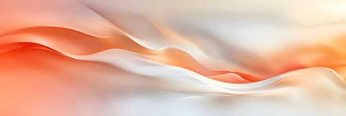 Abstract background with soft flowing orange and white waves. Modern fluid art with a smooth gradient texture. Elegant wallpaper design
