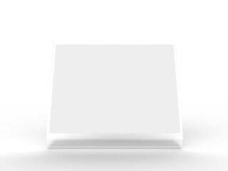 3D Realistic table stand, table tent mockup with metal base and white paper acrylic. Blank card holder display information for menu label, restaurant, cafe, banner, picture stand, sign holder, ads