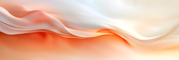 Abstract background with soft flowing orange and white waves. Modern fluid art with a smooth gradient texture. Elegant wallpaper design
