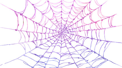 Line art spider web filled with soft purple watercolor gradient isolated on white background