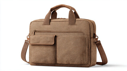 Old brown leather bag isolated on white background vintage travel luggage accessory