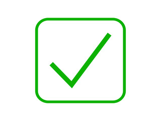 Green checkmark in squire box vector illustration. Tick mark, correct icon, positive sign, approved icon, verified sign.