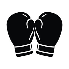 Minimalist black silhouette of boxing gloves, a vector graphic icon representing combat sports, competition, and training, isolated for design element use from a collection bundle