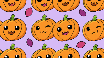 Obraz premium cartoon pumpkin pattern. seamless background with vegetables