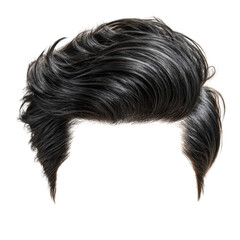 Stylized digital hair piece displaying layered textures and intricate highlights on transparent