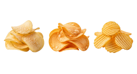 Potato chips isolated on transparent background