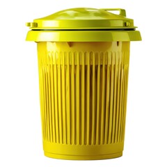 A Bright Yellow Waste Bin with a Lid Designed for Modern Green Spaces, Ideal for Eco-Friendly Waste Management in Urban Environments.