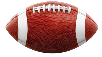 Red And White American Football With Stitches On Transparent Background