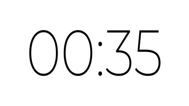 workout fitness countdown animation timer 40 secound to 0 secoumnd on white background