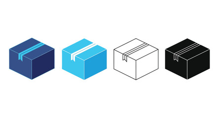 Isometric shipping parcel box icons vector illustration