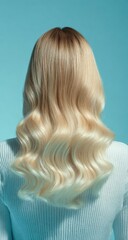 Naklejka premium Blonde waves against a light teal backdrop