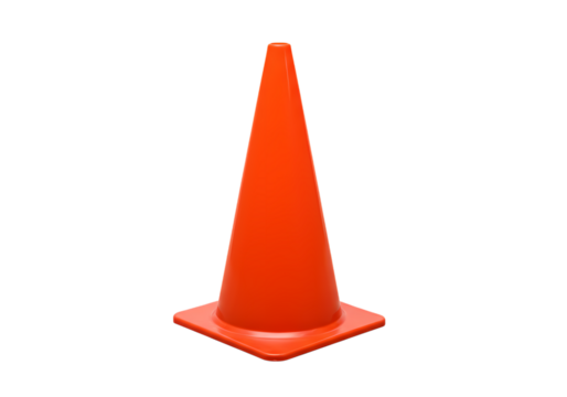 Bright Orange Traffic Cone on Black Background Safety Construction and Roadwork Visual isolated on transparent background